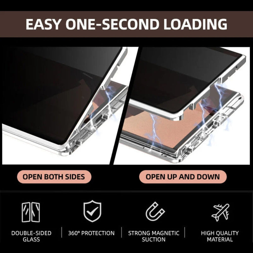 Magnetic Phone Case – Double Tempered Glass, Privacy Filter & Samsung S22-S24 Compatible