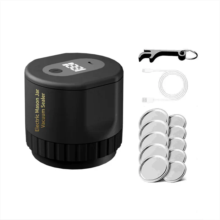 Electric Mason Jar Vacuum Sealer – USB Rechargeable, Wide-Mouth & Regular Lids, 30-Second Seal