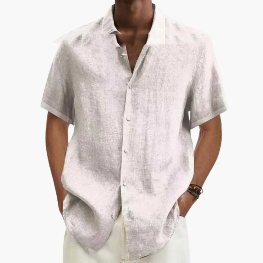 Men's Casual Shirt – Short Sleeve, Button Placket & Summer Style