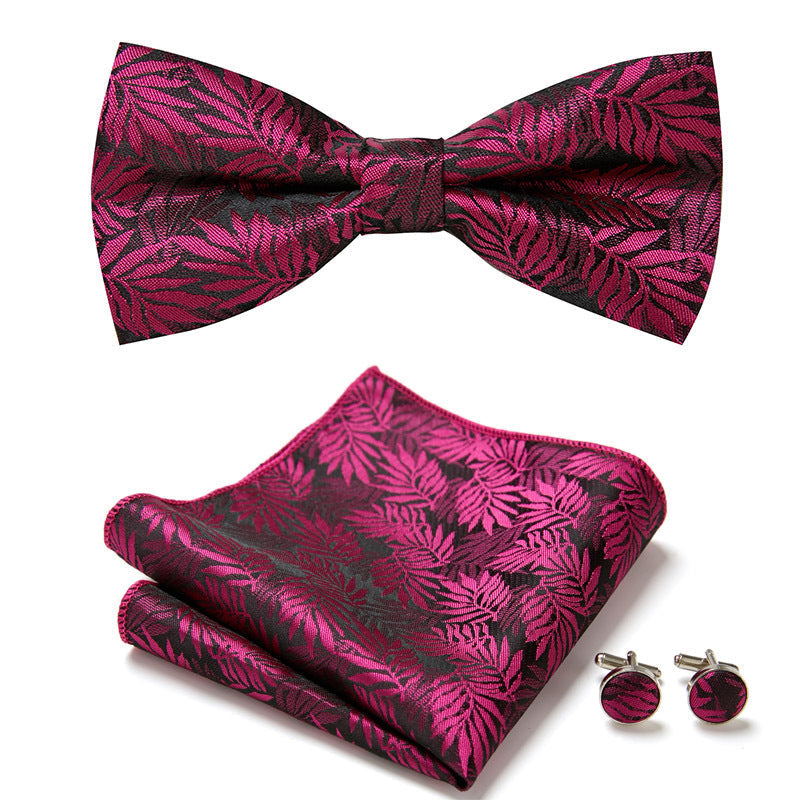 Men's Bow Tie Set – Pocket Square & Cufflinks, Polyester & 36 Designs
