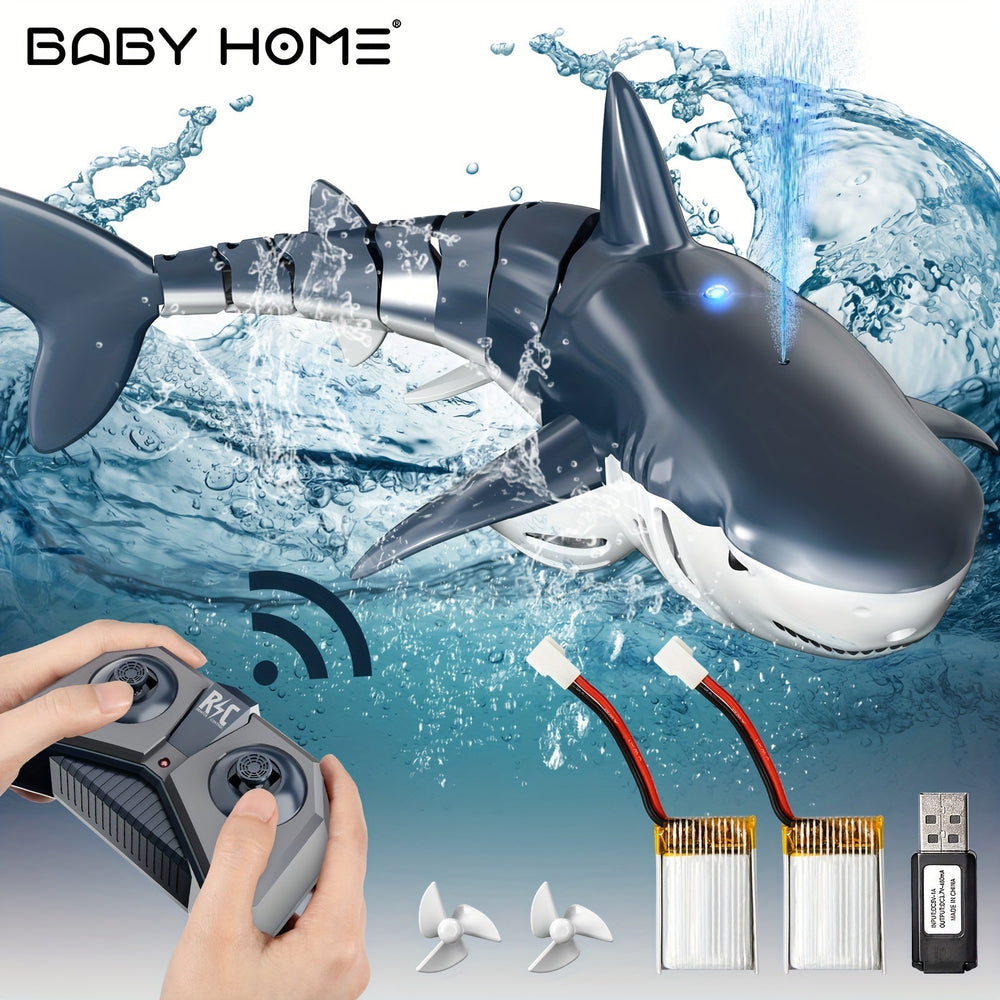 RC Shark Robot – LED Light, Water Spray & USB Rechargeable