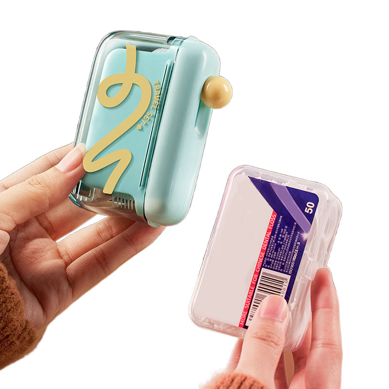 Push-Button Floss Pick Dispenser – 100 Picks, Refillable & Dustproof