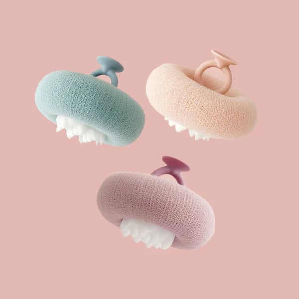 Exfoliating Shower Sponge – Massage Beads, Ring Handle & Suction Hook