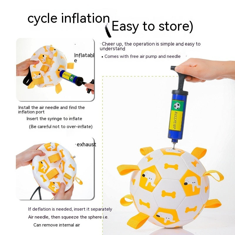 Inflatable Dog Football Toy – PU, Waterproof, 15 & 19cm with Grab Straps