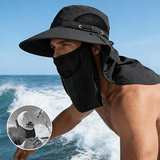 Unisex Wide-Brim Sun Hat – Detachable Neck Flap, Face Mask & Breathable Mesh