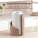 Wooden Paper Towel Holder – Solid FSC Wood, Metal Rod & Non-Slip Base