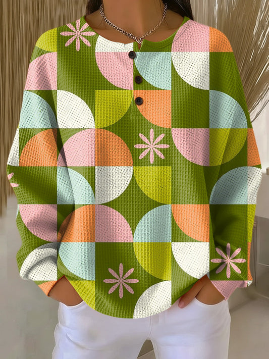 Abstract Checkered-Pattern Pullover