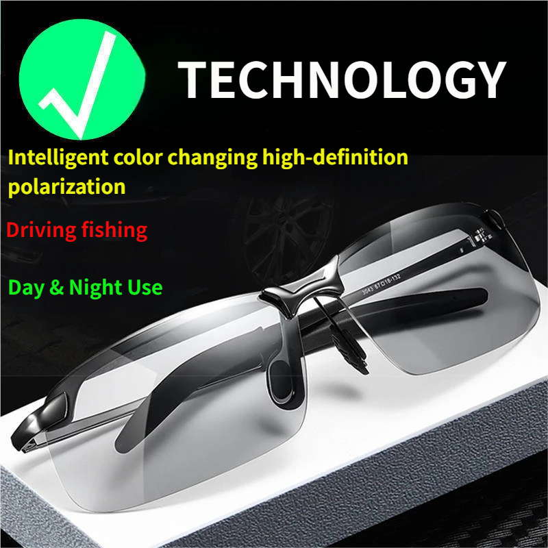 Polarized Photochromic Sunglasses – Unisex, Adaptive Lenses & UV Wrap Frame