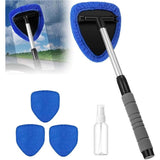 Rotating Window Cleaner – 360° Microfiber Head, Triangular Shape & Telescopic Handle