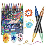 Shimmer Glitter Marker Set – Dual-Tip, Water-Based Acrylic Ink & Non-Toxic