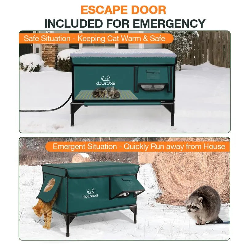 Heated Outdoor Cat House – Waterproof, Insulated & Raised Platform