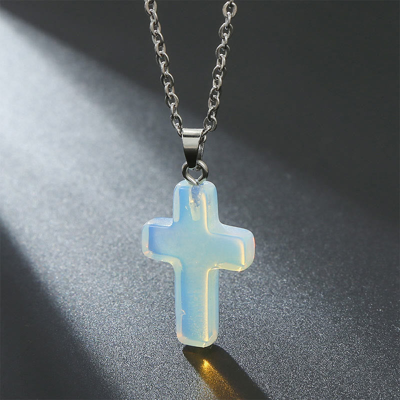 Seraphina Cross Necklace - Opal