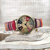 Watch with Multicolor Rainbow Pattern & Braided Band - Elyvra