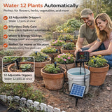 Solar Drip Irrigation System – 12 Plants, Digital Timer & USB Battery Backup