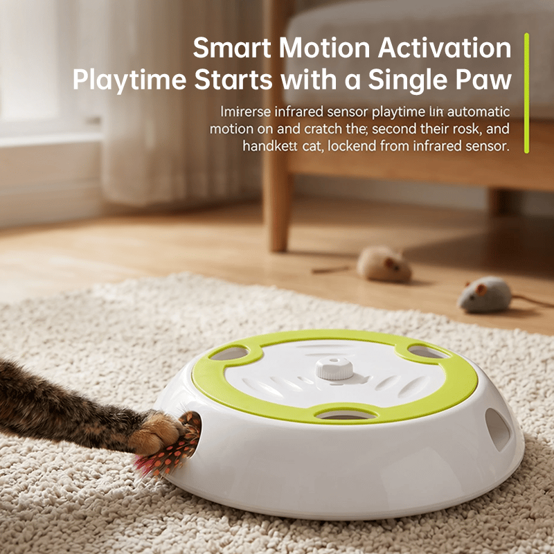 Interactive Cat Toy – Automatic Feather Pop-Up, Motion Sensor & USB-C Rechargeable