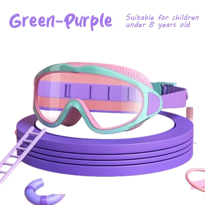 Kids Swim Goggles – Large Frame, 180° View, UV Protection, Anti-Fog, Ages 6–14