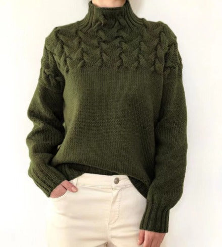 Eva Damenpullover mit Zopfmuster-Detail – Eleganter Strickpullover für Damen, Bequem und Stilvoll