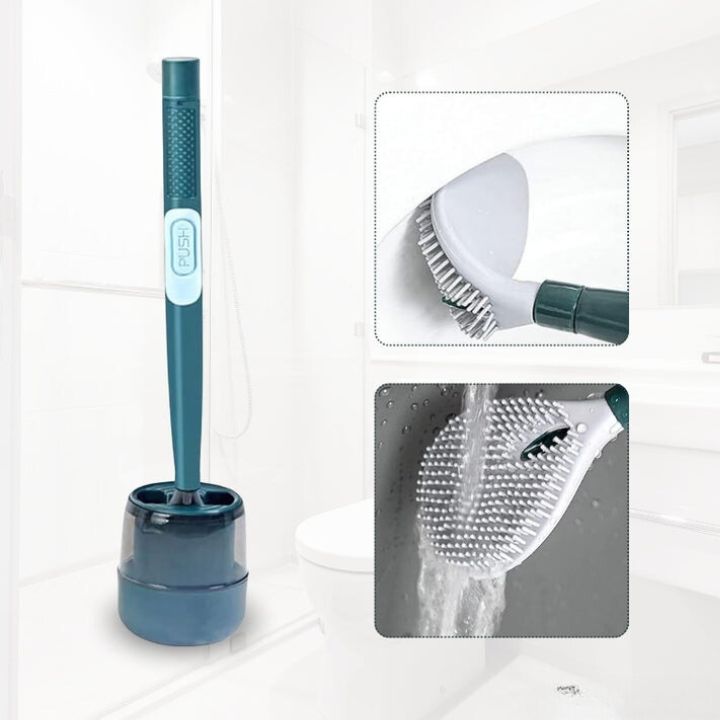 Spray Toilet Brush – No-Drill Wall Mount, Refillable Dispenser & Ventilated Holder