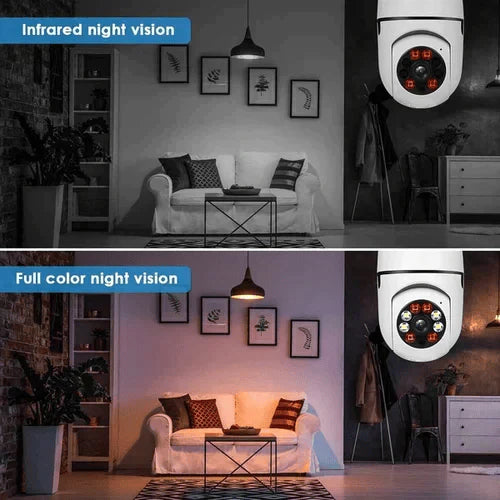 E27 Wireless Security Camera – 1080p, 360° Pan-Tilt & Infrared Night Vision