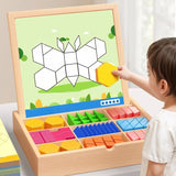Magnetic Wooden Building Blocks with Pattern Cards - Creative STEM Toy for Kids