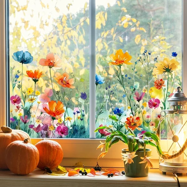 Optimized Product Title: "Blumen- und Schmetterling Fensteraufkleber – Dekorative Wandtattoos für Fenster und Wände" 

This title includes relevant keywords while also providing a clear description of the product's purpose and appeal.