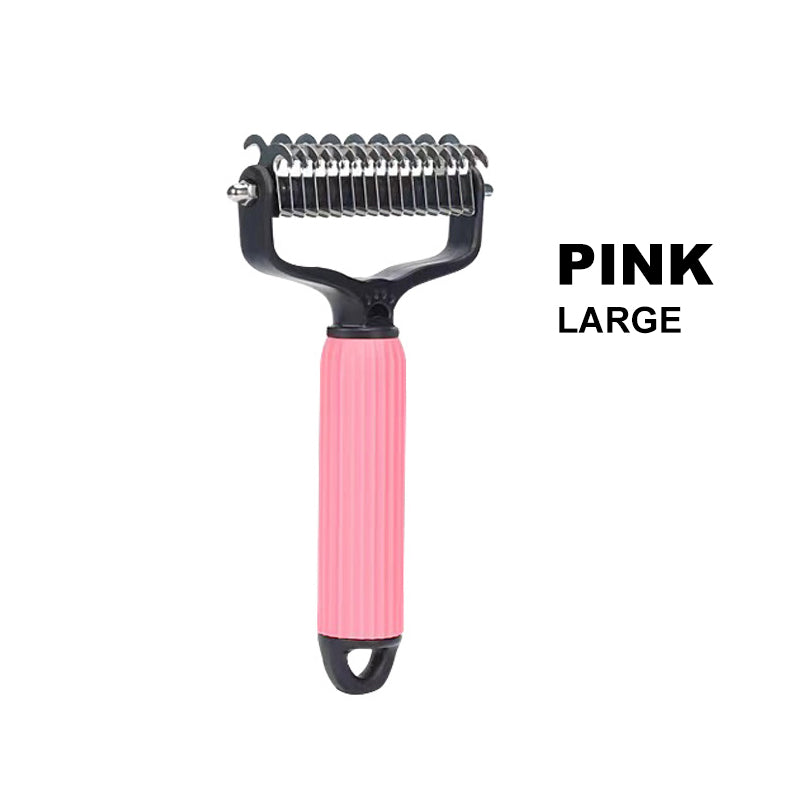 Pet Deshedding Brush – Double-Sided Safety Blades, Small & Large Sizes for Dogs & Cats