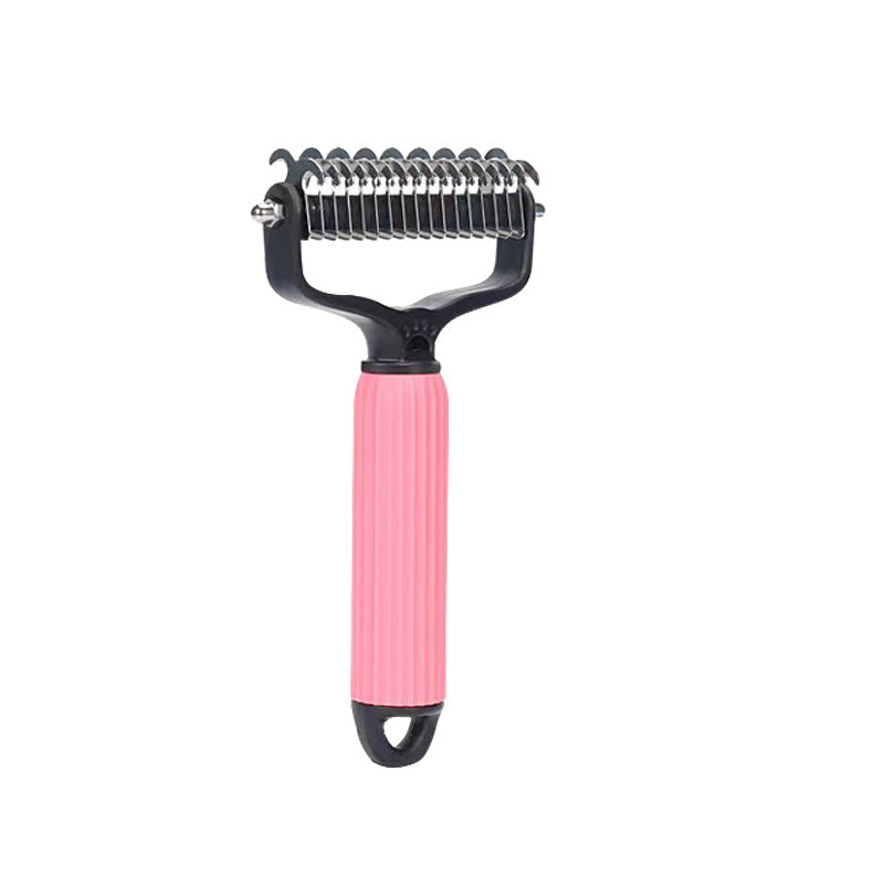 Pet Deshedding Grooming Brush – Safety Blades, Anti-Mat & Ergonomic Grip