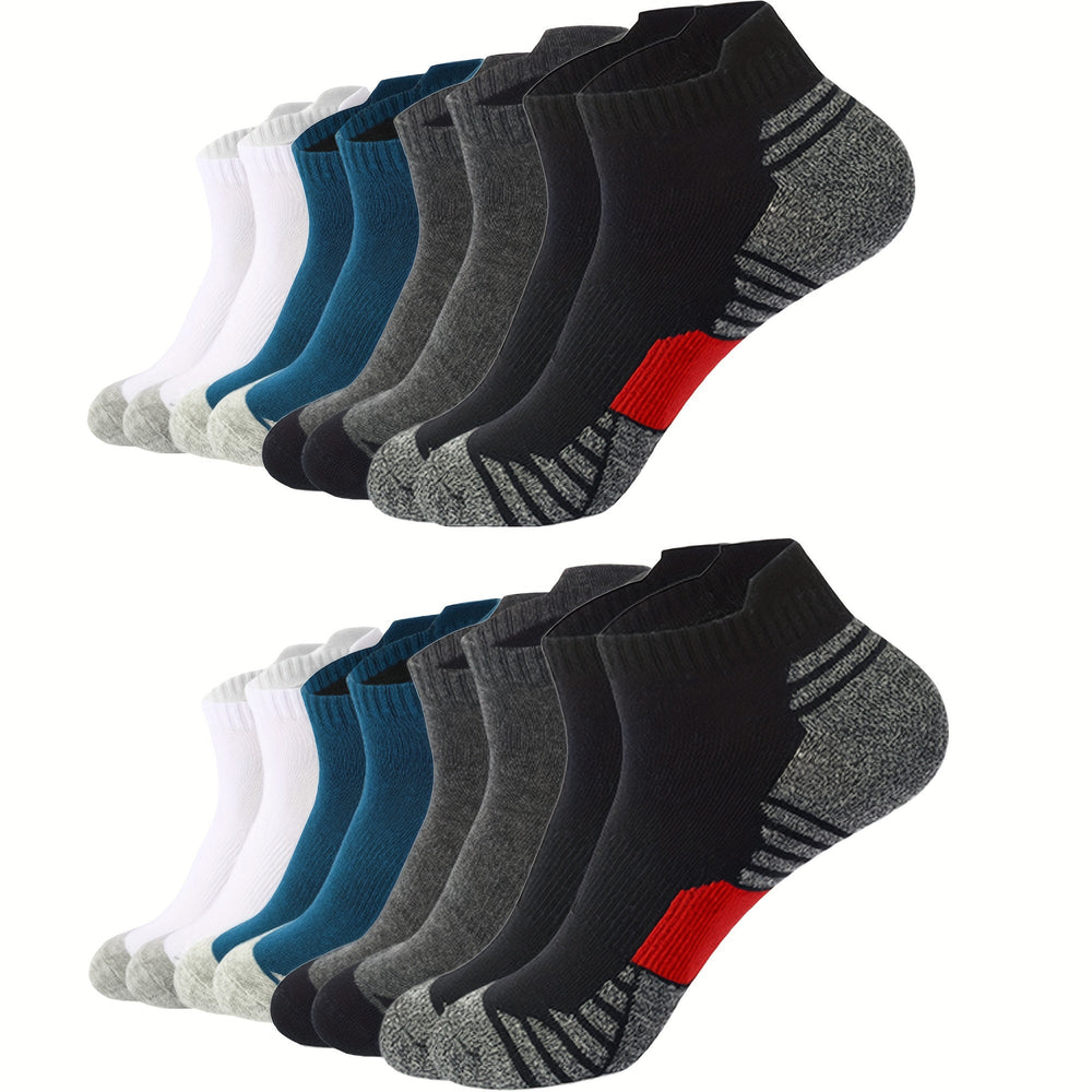 Men's Sneaker Socks 8-Pair Set – Breathable Cotton, Cushioned Heel & Low-Cut