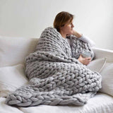 Chunky Knit Blanket 150×200cm – Soft Synthetic Fiber, Cozy & Decorative