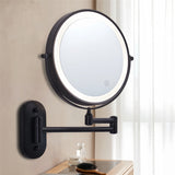 Kalsten | Rechargeable wall-mounted shaving mirror | 360° rotation. 1X/10X magnification and adjustable LED lighting for use in the bathroom
