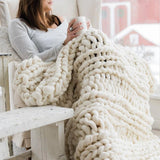 Chunky Knit Blanket 150×200cm – Soft Synthetic Fiber, Cozy & Decorative
