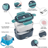 Electric Heated Lunch Box – Stainless Steel, 12V/24V Car & 220V Home
