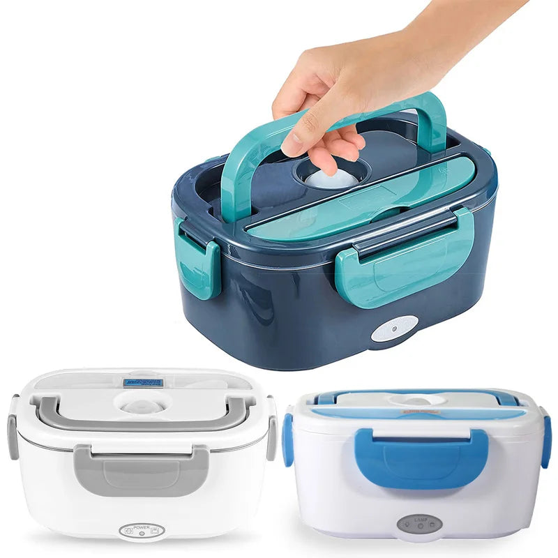 Electric Heated Lunch Box – Stainless Steel, 12V/24V Car & 220V Home