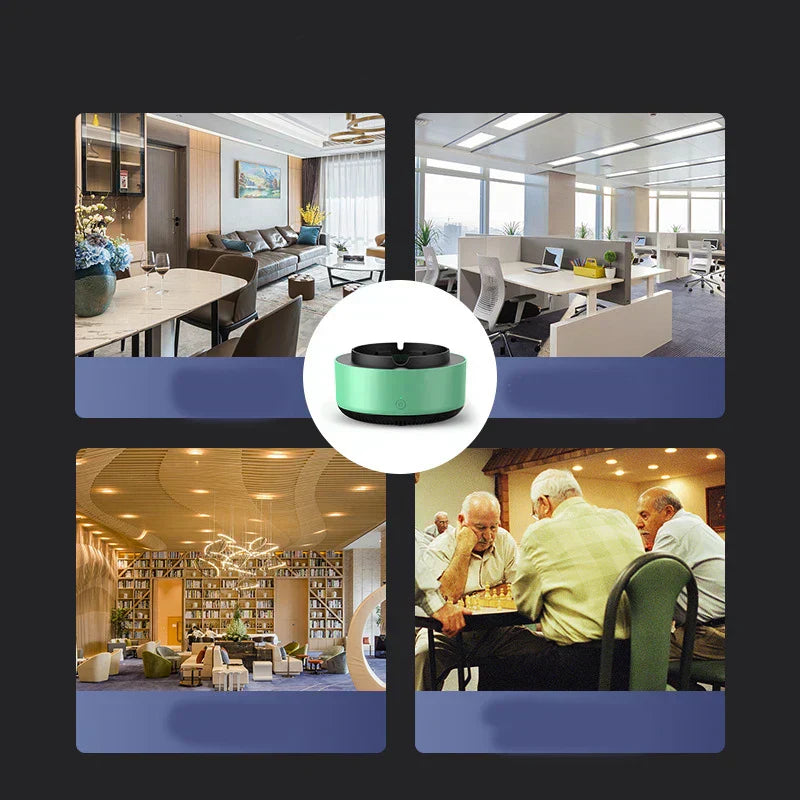 Electronic Ashtray with Air Purifier – Ionic Smoke Filter, One-Button & Portable ABS Design