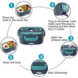 Electric Heated Lunch Box – Stainless Steel, 12V/24V Car & 220V Home