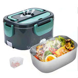 Electric Heated Lunch Box – Stainless Steel, 12V/24V Car & 220V Home