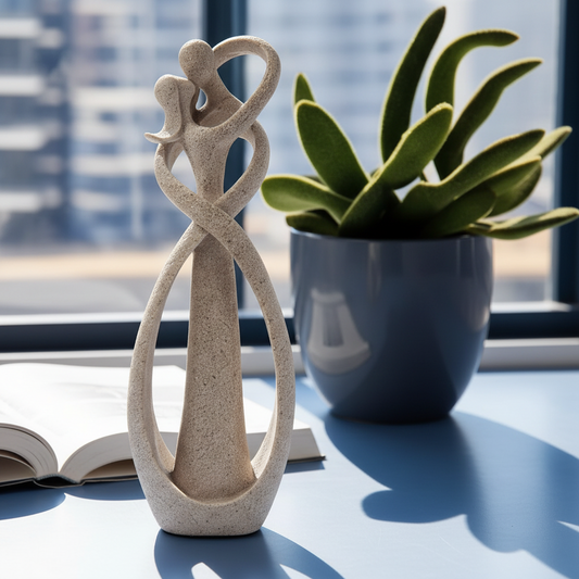 Abstract Couple Sculpture – Modern Resin, Figurine & Home Decor