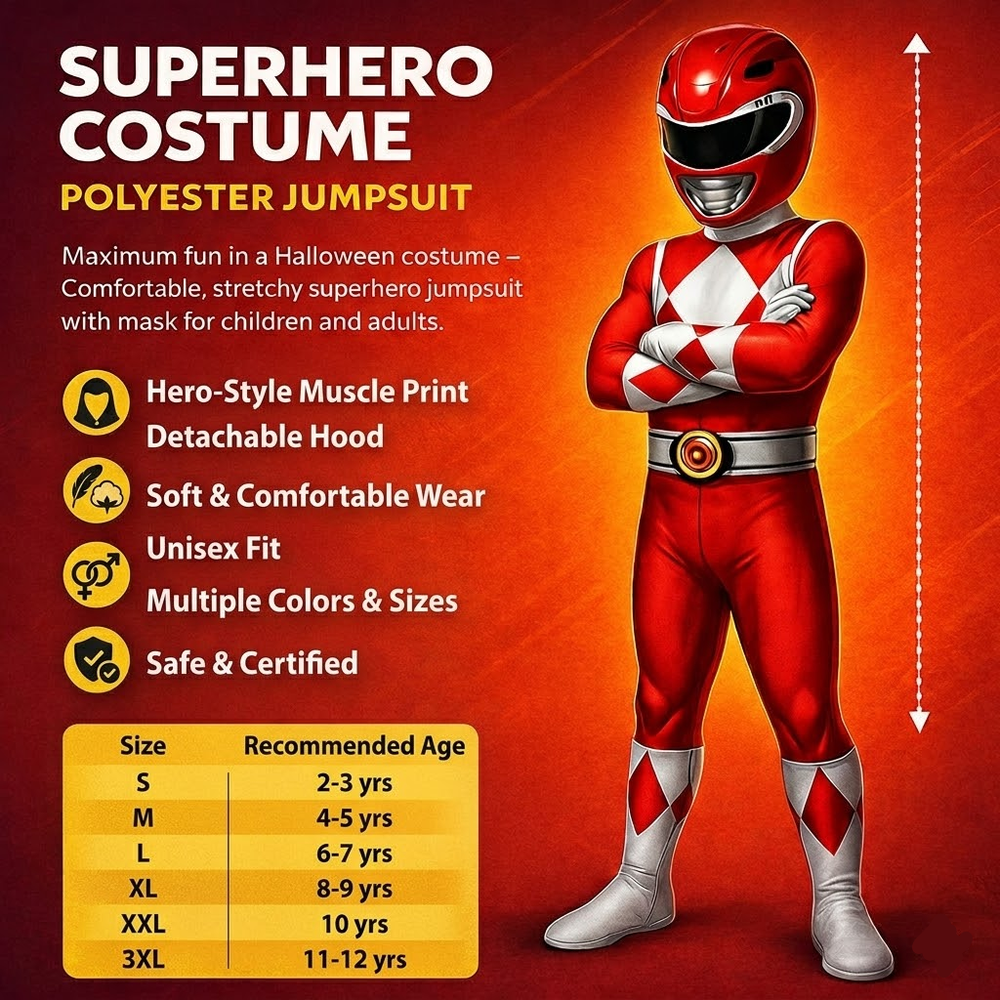 Kids Superhero Costume – Muscle Print Jumpsuit & Party Outfit