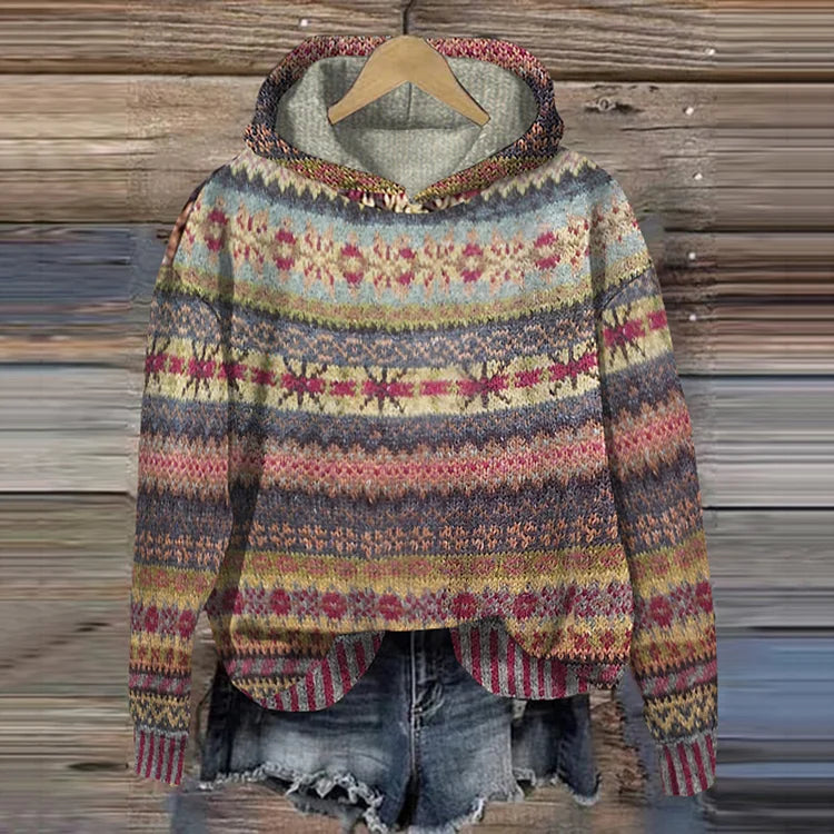 Gaby Ethnic Retro Hoodie - Stylish Vintage-Inspired Sweatshirt for Unique Fashion Lovers