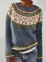 ORIANNA™ Retro Color Block Pullover Sweater - Stylish & Comfortable Women's Fashion