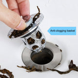 Sink Drain Stopper Pop Up Stainless Steel Anti Clog Bathroom Plug