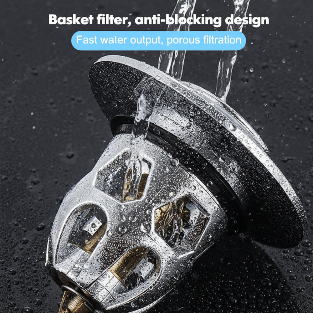 Sink Drain Stopper Pop Up Stainless Steel Anti Clog Bathroom Plug