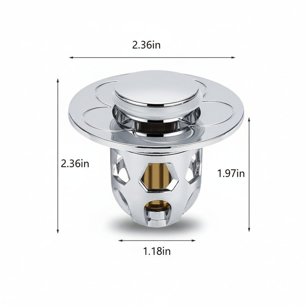 Sink Drain Stopper Pop Up Stainless Steel Anti Clog Bathroom Plug