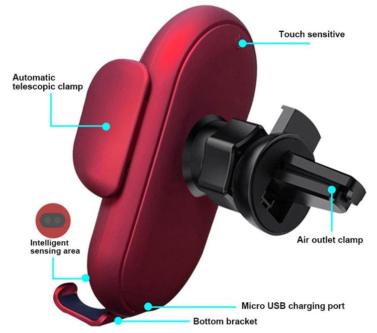 15W Wireless Car Charger Mount – Auto-Clamp, Qi Fast Charging & 360° Rotation