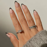 Stacking Ring Geometric Silver Band Cubic Zirconia