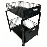 2-Tier Pull-Out Cabinet Organizer – Steel Frame, Height-Adjustable & Sliding Baskets