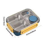 Stainless Steel Bento Lunch Box – 850ml, 3 Compartments & Cutlery Set
