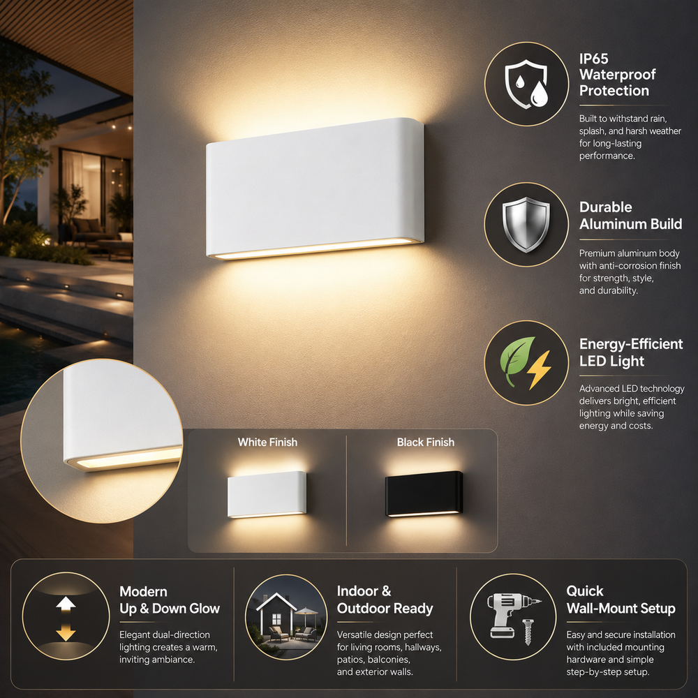 AeroBeam | Waterproof Outdoor Wall Light | Durable Aluminum, Energy Efficient