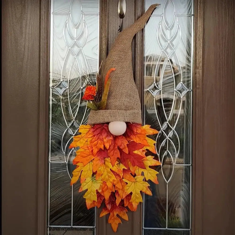 Maple Gnome Door Hanger – Fall Decor, 60×30×7 cm & Durable Fabric