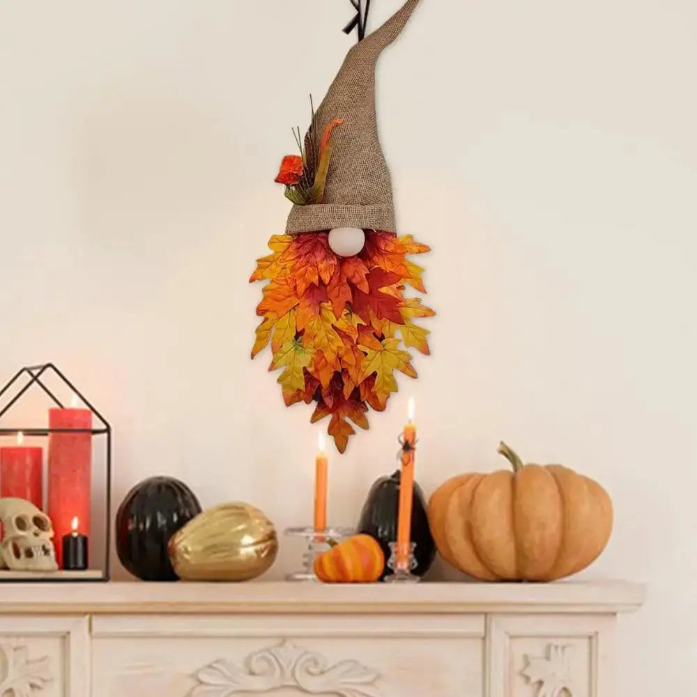 Maple Gnome Door Hanger – Fall Decor, 60×30×7 cm & Durable Fabric